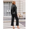 image:imageEkouaer Satin Pajama Set for Women Long Button Down Silk Pj with Ruffle  2 Piece Classic Sleepwear Notch Collar Soft Loungewear for Sleep Loung Wedding Bridal PartyBlack