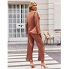image:imageEkouaer Satin Pajama Set for Women Long Button Down Silk Pj with Ruffle  2 Piece Classic Sleepwear Notch Collar Soft Loungewear for Sleep Loung Wedding Bridal PartyBrown