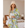 image:imageEkouaer Satin Pajama Set for Women Long Button Down Silk Pj with Ruffle  2 Piece Classic Sleepwear Notch Collar Soft Loungewear for Sleep Loung Wedding Bridal PartyFloral