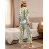 image:imageEkouaer Satin Pajama Set for Women Long Button Down Silk Pj with Ruffle  2 Piece Classic Sleepwear Notch Collar Soft Loungewear for Sleep Loung Wedding Bridal PartyFloral