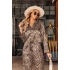 image:imageEkouaer Satin Pajama Set for Women Long Button Down Silk Pj with Ruffle  2 Piece Classic Sleepwear Notch Collar Soft Loungewear for Sleep Loung Wedding Bridal PartyBrown Leopard