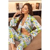 image:imageEkouaer Satin Pajama Set for Women Long Button Down Silk Pj with Ruffle  2 Piece Classic Sleepwear Notch Collar Soft Loungewear for Sleep Loung Wedding Bridal PartyFloral