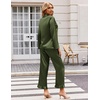 image:imageEkouaer Satin Pajama Set for Women Long Button Down Silk Pj with Ruffle  2 Piece Classic Sleepwear Notch Collar Soft Loungewear for Sleep Loung Wedding Bridal PartyArmy Green