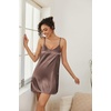 image:imageEkouaer Women Silk Robe Set V Neck 2 Piece Bridal Robe Satin Bathrobe Set  Satin Material 2 Piece 34 Sleeves TieBrown