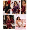 image:imageEkouaer Women Silk Robe Set V Neck 2 Piece Bridal Robe Satin Bathrobe Set  Satin Material 2 Piece 34 Sleeves TiePurple