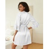 image:imageEkouaer Women Silk Robe Set V Neck 2 Piece Bridal Robe Satin Bathrobe Set  Satin Material 2 Piece 34 Sleeves TieWhite