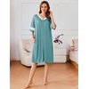 image:imageEkouaer Women Zipper Robe Short Striped Sleeves Lightweight Robes Color Block Bathrobe Soft Sleepwear with Pockets S3XLB Mint Green