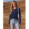 image:imageEkouaer Womens Long Sleeve Shirts Thumb Hole Tops Thermal Fall Clothes  Crew Neck T Shirts Loose Fit Undershirts Layering Casual Work Winter OutfitsNavy Blue