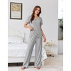 image:imageEkouaer Womens Pajama Sets Viscose from Bamboo Top With Pants Lounge Set  Soft Viscose from Bamboo Short Sleeve with Pants Sets Modal Daily WearMonthers Day GiftGrey