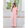image:imageEkouaer Womens Pajama Sets Viscose from Bamboo Top With Pants Lounge Set  Soft Viscose from Bamboo Short Sleeve with Pants Sets Modal Daily WearMonthers Day GiftLight Pink