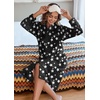 image:imageEkouaer Womens Zipper Front Robes Full Length Nightgowns with Pockets Flannel Winter Sleepwear SXXLBlack Stars