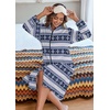 image:imageEkouaer Womens Zipper Front Robes Full Length Nightgowns with Pockets Flannel Winter Sleepwear SXXLBlue Snowflake