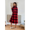 image:imageEkouaer Womens Zipper Front Robes Full Length Nightgowns with Pockets Flannel Winter Sleepwear SXXLFleece Red Black Plaid