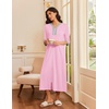 image:imageEkouaer Womens Zipper Robe 34 Sleeves Housecoat Full Length Nightgown  Pockets Long Robe Soft and Lightweight Floral and Stripe Print
