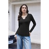 image:imageWomens Long Sleeve Shirts V Neck Slim Fit Tops Thermal Undershirts 3 Pack  Long sleeve shirts for women ribbed texture and slim fit design for sweater layers work outfits and everyday wearBlackHeather GreyWhite