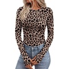 image:imageEkouaer Long Sleeve Shirts for Women Crew Neck Undershirt with Thumb Holes  Lightweight Soft Fabric Thermal Underscrub Casual Fitted Basic Underwear Fall Winter Workout Base Layer Athletic ClothLeopard Print