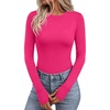 image:imageEkouaer Long Sleeve Shirts for Women Crew Neck Undershirt with Thumb Holes  Lightweight Soft Fabric Thermal Underscrub Casual Fitted Basic Underwear Fall Winter Workout Base Layer Athletic ClothHot Pink