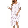 image:imageEkouaer Moo Moos for Women Cotton House Dress With Pockets Soft Nightgowns  Cotton Short Sleeve Mumu Dresses Embroidered Lounge Dress Floral Sleepwear V Neck Loungewear Mothers Gifts Daily HomeWhite Floral