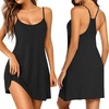 image:imageEkouaer Nightgowns for Women Bamboo Viscose Sleeveless Night Gown  Cooling Soft Breathable Lightweight Fabric Racerback Chemise Soft Sleepwear Tank Sleep Shirt Spaghetti Strap NightiesBlack