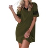 image:imageEkouaer Nightgowns for Women Cotton Night Gowns Short Sleeve Sleepwear  Ladies Sleep Shirts Casual T Shirt Nightgown V Neck Night Shirts Soft Moo Moos Color Block Pajama Shirt Plus Size NightshirtsAarmy Green