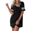image:imageEkouaer Nightgowns for Women Cotton Night Gowns Short Sleeve Sleepwear  Ladies Sleep Shirts Casual T Shirt Nightgown V Neck Night Shirts Soft Moo Moos Color Block Pajama Shirt Plus Size NightshirtsAablack