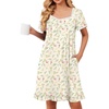 image:imageEkouaer Nightgowns for Women Short Sleeve Night Gowns Button Sleep Shirts  Short Sleeve Moo Moos with Pockets Lace Trim Sleep Dress Ruffles Night Dress Sweet Sleepwear Daily Sleep Garden DateYellow Flowers