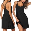 image:imageEkouaer Nightgowns for Women Sleeveless Nighties Sexy V Neck Sleep Dress  Chemise Sleep Shirt Racerback Night Shirt Cami Sleepwear Soft Nighty Night Dress Summer Date Night Seaside BeachBlack