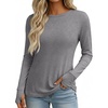 image:imageEkouaer Womens Long Sleeve Shirts Thumb Hole Tops Thermal Fall Clothes  Crew Neck T Shirts Loose Fit Undershirts Layering Casual Work Winter OutfitsLight Grey
