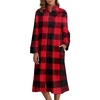 image:imageEkouaer Womens Zipper Front Robes Full Length Nightgowns with Pockets Flannel Winter Sleepwear SXXLFleece Red Black Plaid