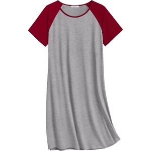 image:imageEkouaer Nightgowns for Women Cotton Sleep Shirt Short Sleeve Night Shirt  Crew Neck Night Gown Soft Sleepwear Casual T Shirt Pajama Dress Short Lounge Dress Pullover Loungewear for Daily SleepLight Grey