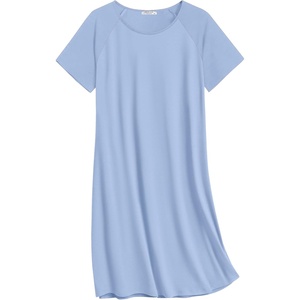 image:imageEkouaer Nightgowns for Women Cotton Sleep Shirt Short Sleeve Night Shirt  Crew Neck Night Gown Soft Sleepwear Casual T Shirt Pajama Dress Short Lounge Dress Pullover Loungewear for Daily SleepLight Blue