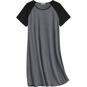 image:imageEkouaer Nightgowns for Women Cotton Sleep Shirt Short Sleeve Night Shirt  Crew Neck Night Gown Soft Sleepwear Casual T Shirt Pajama Dress Short Lounge Dress Pullover Loungewear for Daily SleepDark Grey