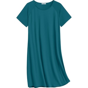 image:imageEkouaer Nightgowns for Women Cotton Sleep Shirt Short Sleeve Night Shirt  Crew Neck Night Gown Soft Sleepwear Casual T Shirt Pajama Dress Short Lounge Dress Pullover Loungewear for Daily SleepBlue