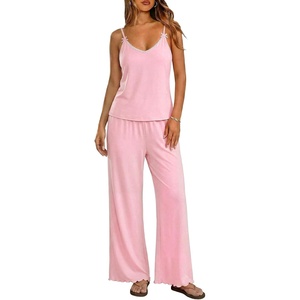 image:imageEkouaer Womens Cami Pajamas Set Y2K 2 Piece Lace Trim PJs Set Sleepwear  Buttery SoftLoungewearAdjustable Spaghetti StrapsSide PocketsTrendy Cami SleepwearLoungingVacationXS2XLLight Rose