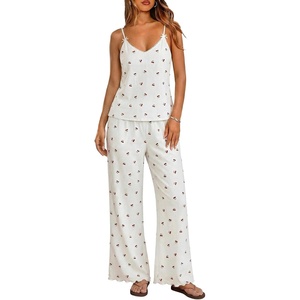 image:imageEkouaer Womens Cami Pajamas Set Y2K 2 Piece Lace Trim PJs Set Sleepwear  Buttery SoftLoungewearAdjustable Spaghetti StrapsSide PocketsTrendy Cami SleepwearLoungingVacationXS2XLCherryred