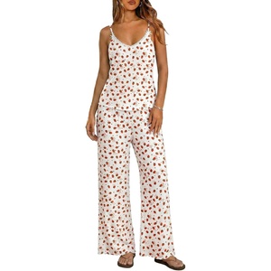 image:imageEkouaer Womens Cami Pajamas Set Y2K 2 Piece Lace Trim PJs Set Sleepwear  Buttery SoftLoungewearAdjustable Spaghetti StrapsSide PocketsTrendy Cami SleepwearLoungingVacationXS2XLStrawberrywhite