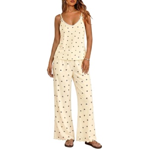 image:imageEkouaer Womens Cami Pajamas Set Y2K 2 Piece Lace Trim PJs Set Sleepwear  Buttery SoftLoungewearAdjustable Spaghetti StrapsSide PocketsTrendy Cami SleepwearLoungingVacationXS2XLCherrylight Yellow