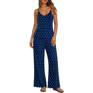 image:imageEkouaer Womens Cami Pajamas Set Y2K 2 Piece Lace Trim PJs Set Sleepwear  Buttery SoftLoungewearAdjustable Spaghetti StrapsSide PocketsTrendy Cami SleepwearLoungingVacationXS2XLLovedark Blue