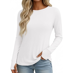 image:imageEkouaer Womens Long Sleeve Shirts Thumb Hole Tops Thermal Fall Clothes  Crew Neck T Shirts Loose Fit Undershirts Layering Casual Work Winter OutfitsWhite