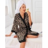 image:imageEkouaer Robes for Women Bathrobe Lightweight Robe 34 Sleeve Knit Sleepwear  Summer Robe for Women with Pockets Knee Length Womens Robe Kimono SleepwearLeopard