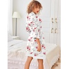 image:imageEkouaer Robes for Women Bathrobe Lightweight Robe 34 Sleeve Knit Sleepwear  Summer Robe for Women with Pockets Knee Length Womens Robe Kimono SleepwearWhite Red Flowers