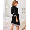 image:imageEkouaer Robes for Women Bathrobe Lightweight Robe 34 Sleeve Knit Sleepwear  Summer Robe for Women with Pockets Knee Length Womens Robe Kimono SleepwearBlack