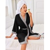 image:imageEkouaer Robes for Women Bathrobe Lightweight Robe 34 Sleeve Knit Sleepwear  Summer Robe for Women with Pockets Knee Length Womens Robe Kimono SleepwearBlack