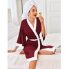 image:imageEkouaer Robes for Women Bathrobe Lightweight Robe 34 Sleeve Knit Sleepwear  Summer Robe for Women with Pockets Knee Length Womens Robe Kimono SleepwearWine Red
