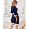 image:imageEkouaer Robes for Women Bathrobe Lightweight Robe 34 Sleeve Knit Sleepwear  Summer Robe for Women with Pockets Knee Length Womens Robe Kimono SleepwearNavy Blue