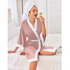 image:imageEkouaer Robes for Women Bathrobe Lightweight Robe 34 Sleeve Knit Sleepwear  Summer Robe for Women with Pockets Knee Length Womens Robe Kimono SleepwearMisty Rose