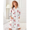 image:imageEkouaer Robes for Women Bathrobe Lightweight Robe 34 Sleeve Knit Sleepwear  Summer Robe for Women with Pockets Knee Length Womens Robe Kimono SleepwearWhite Red Flowers