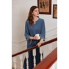 image:imageEkouaer Robes for Women Velour Zipper Robe 34 Sleeve Housecoat with Pocket  Full Length Loungewear Long Bathrobe Soft Warm Sleepwear for Home Daily Wear Easy on and offNavy Blue