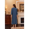 image:imageEkouaer Robes for Women Velour Zipper Robe 34 Sleeve Housecoat with Pocket  Full Length Loungewear Long Bathrobe Soft Warm Sleepwear for Home Daily Wear Easy on and offNavy Blue