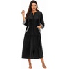 image:imageEkouaer Robes for Women Velour Zipper Robe 34 Sleeve Housecoat with Pocket  Full Length Loungewear Long Bathrobe Soft Warm Sleepwear for Home Daily Wear Easy on and offBlack